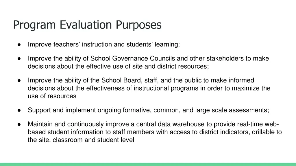 program evaluation purposes