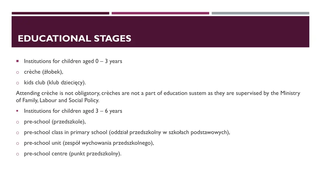 educational stages