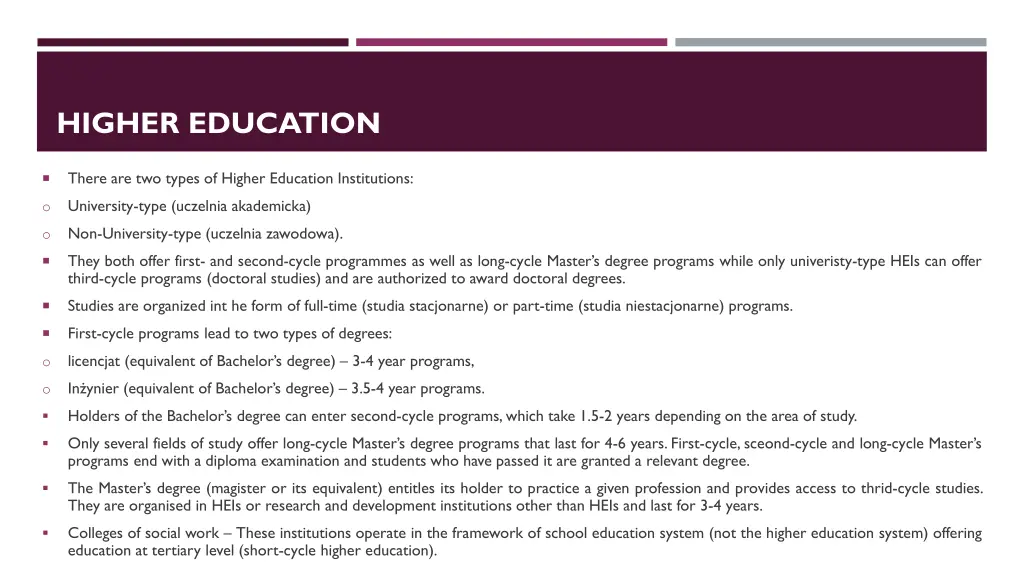 higher education