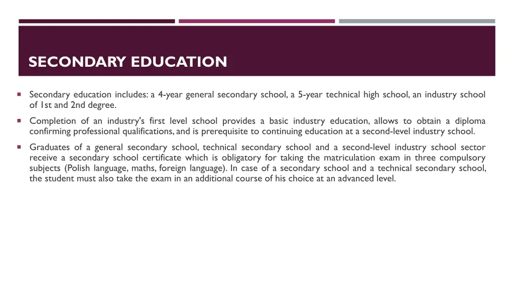 secondary education