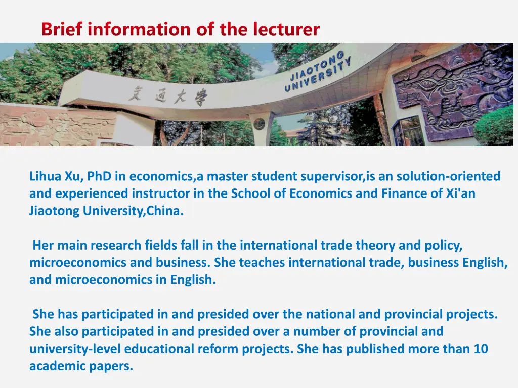 brief information of the lecturer