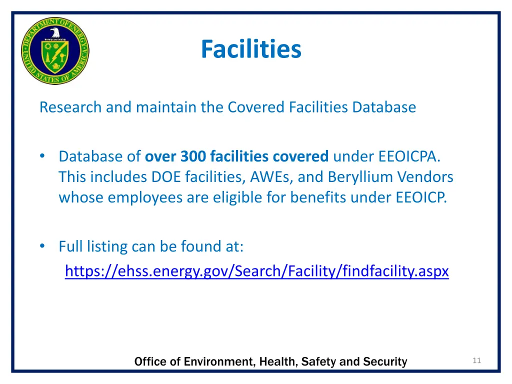 facilities
