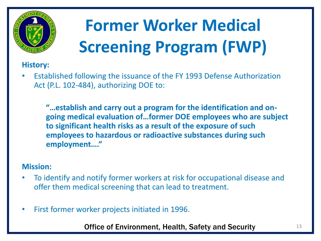 former worker medical screening program fwp