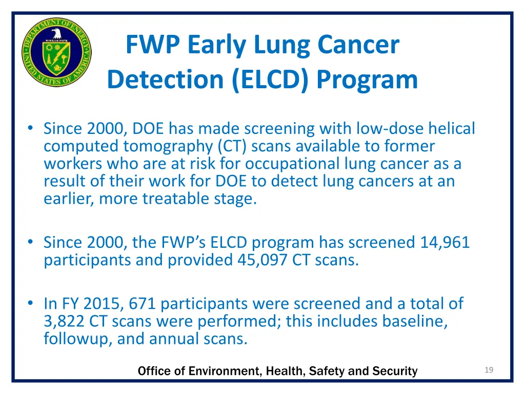 fwp early lung cancer detection elcd program