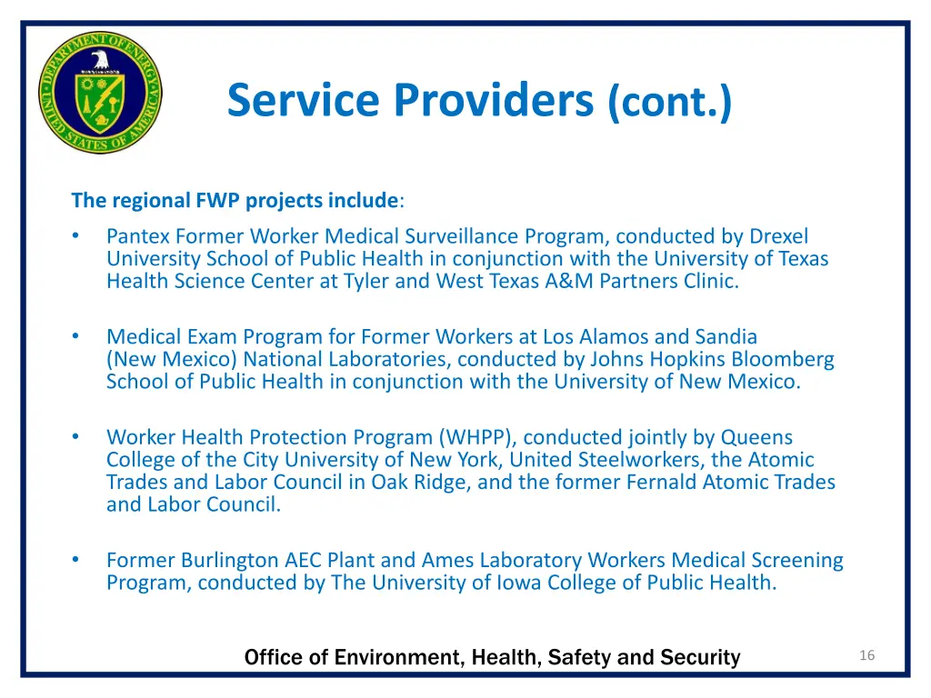 service providers cont