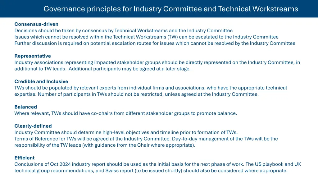 governance principles for industry committee