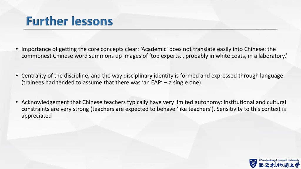 further lessons