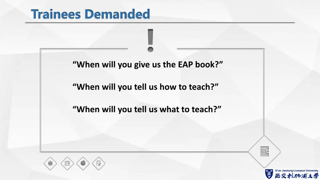 trainees demanded