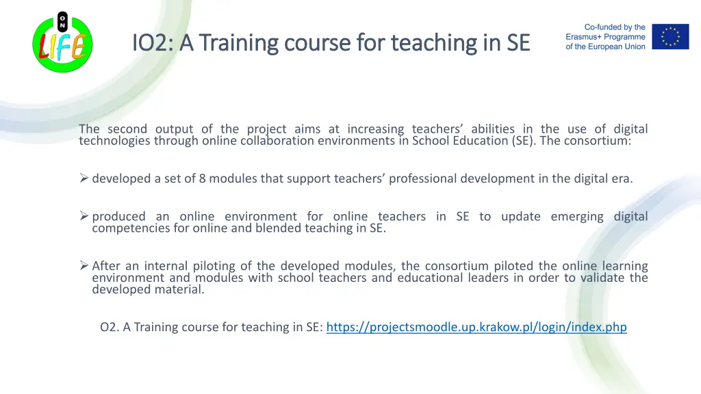 io2 a training course for teaching