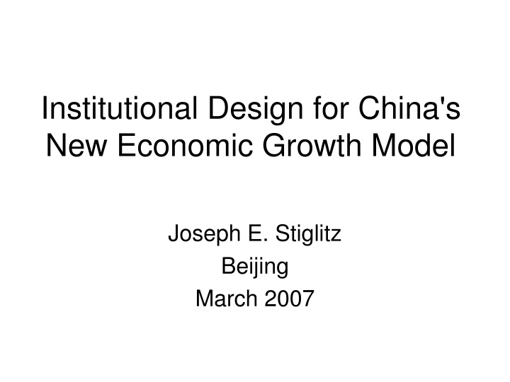 institutional design for china s new economic