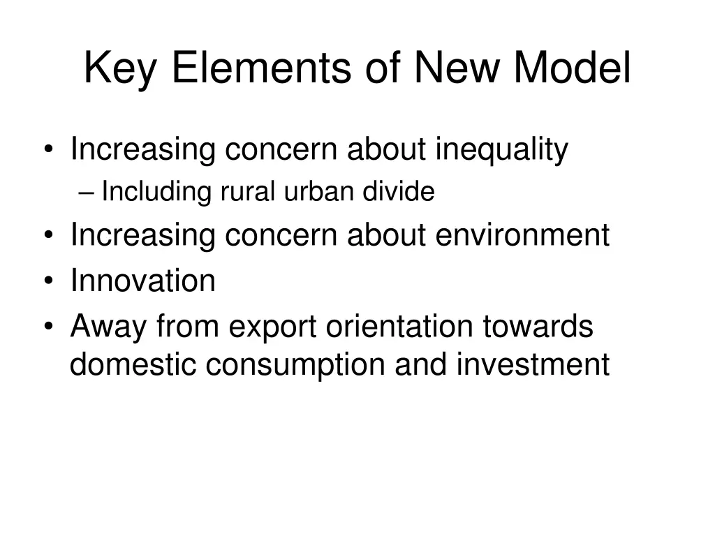 key elements of new model