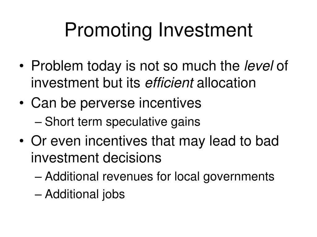 promoting investment