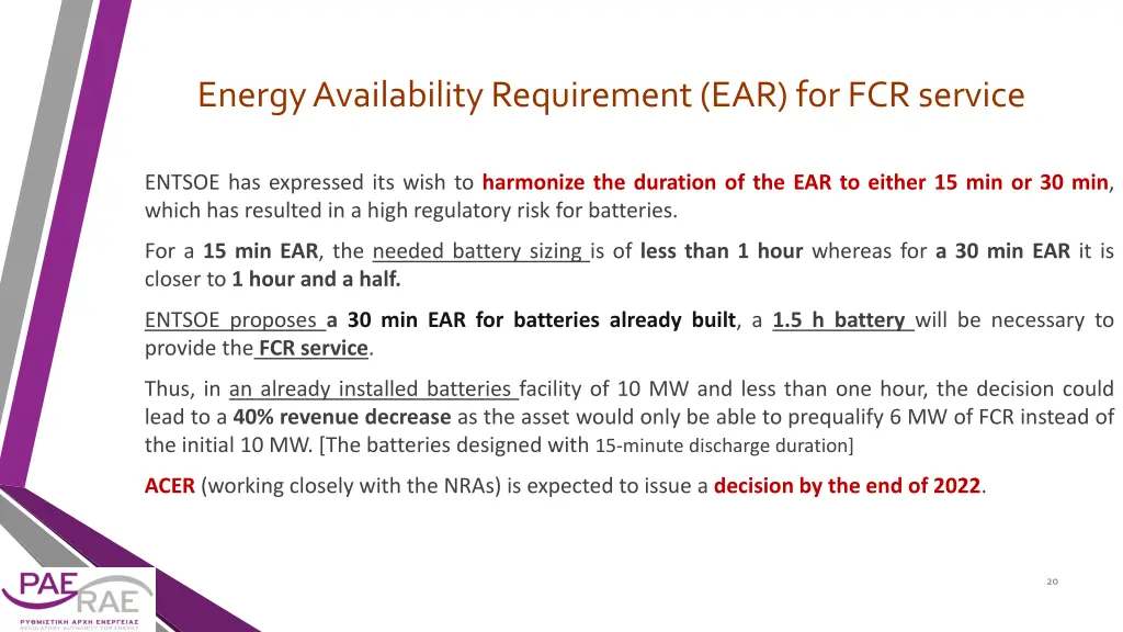 energy availability requirement