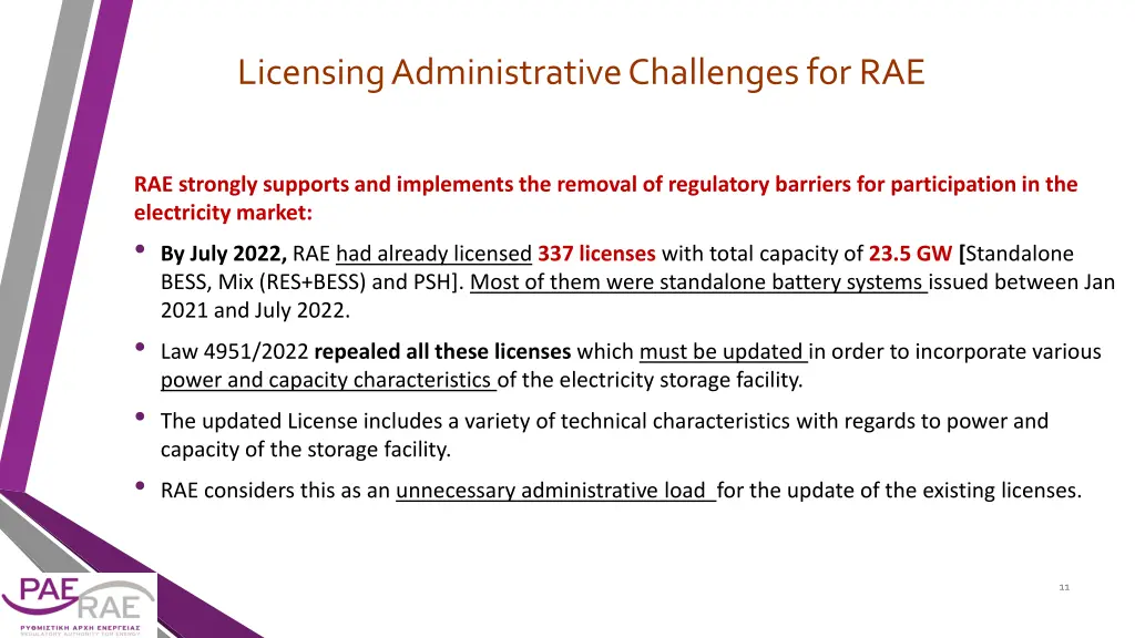 licensing administrative challenges for rae