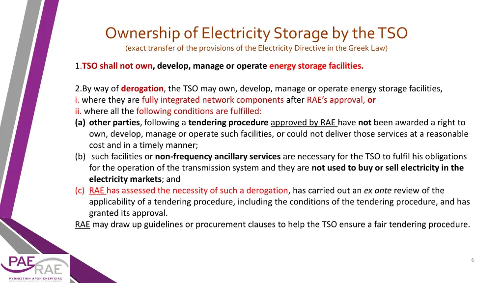 ownership of electricity storage by the tso exact