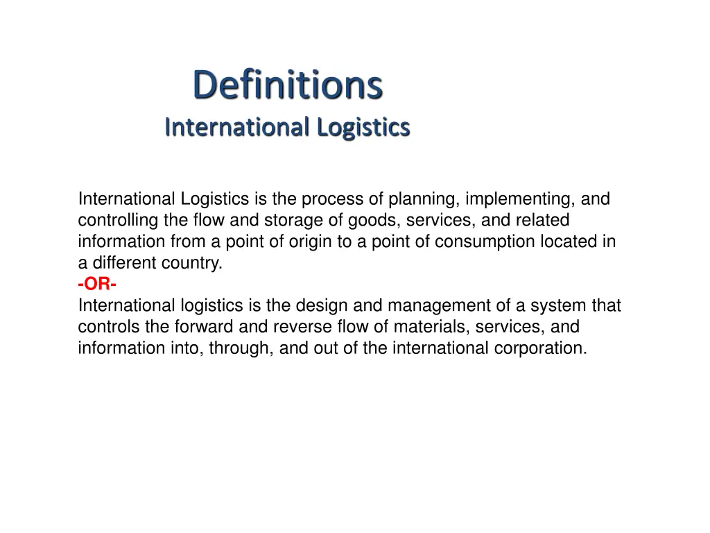 definitions international logistics
