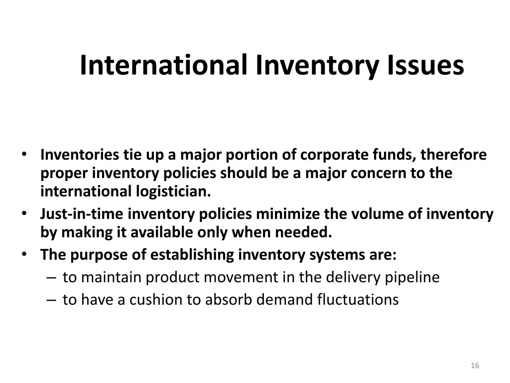 international inventory issues