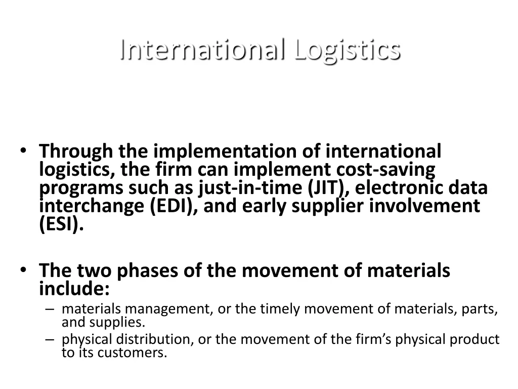 international logistics