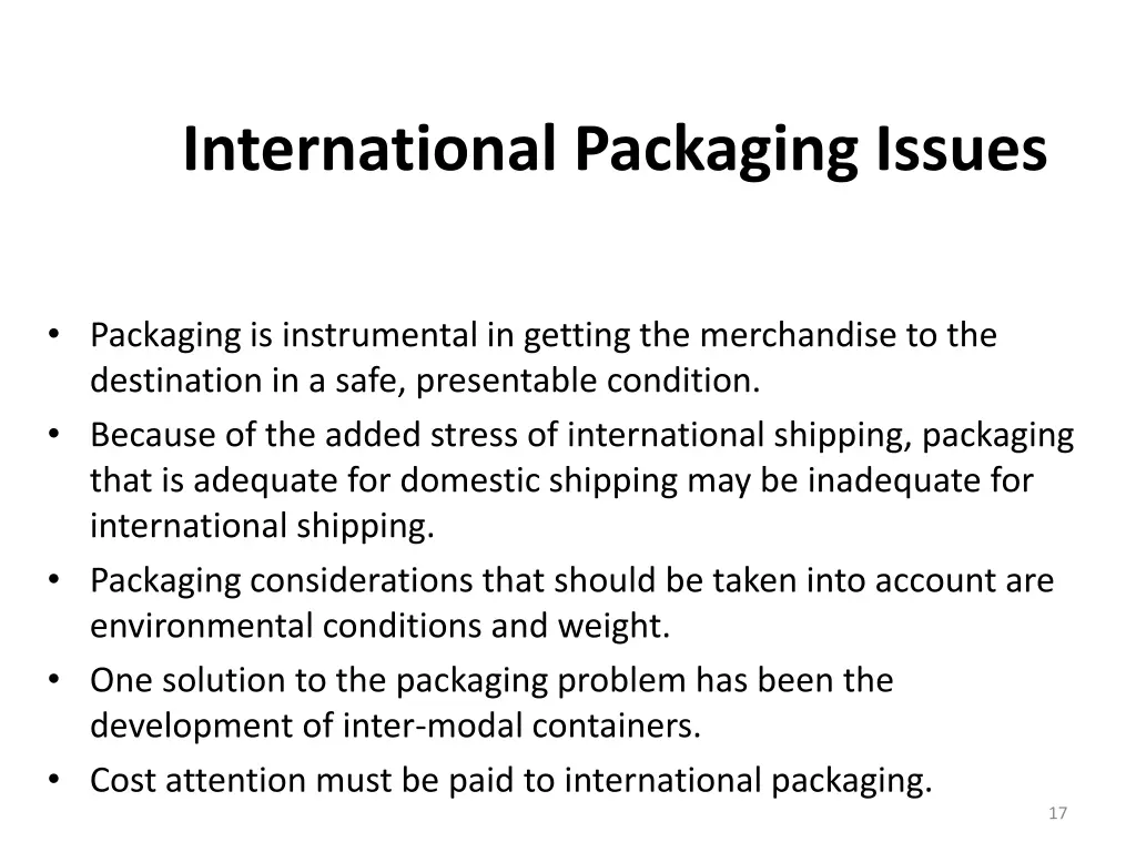 international packaging issues