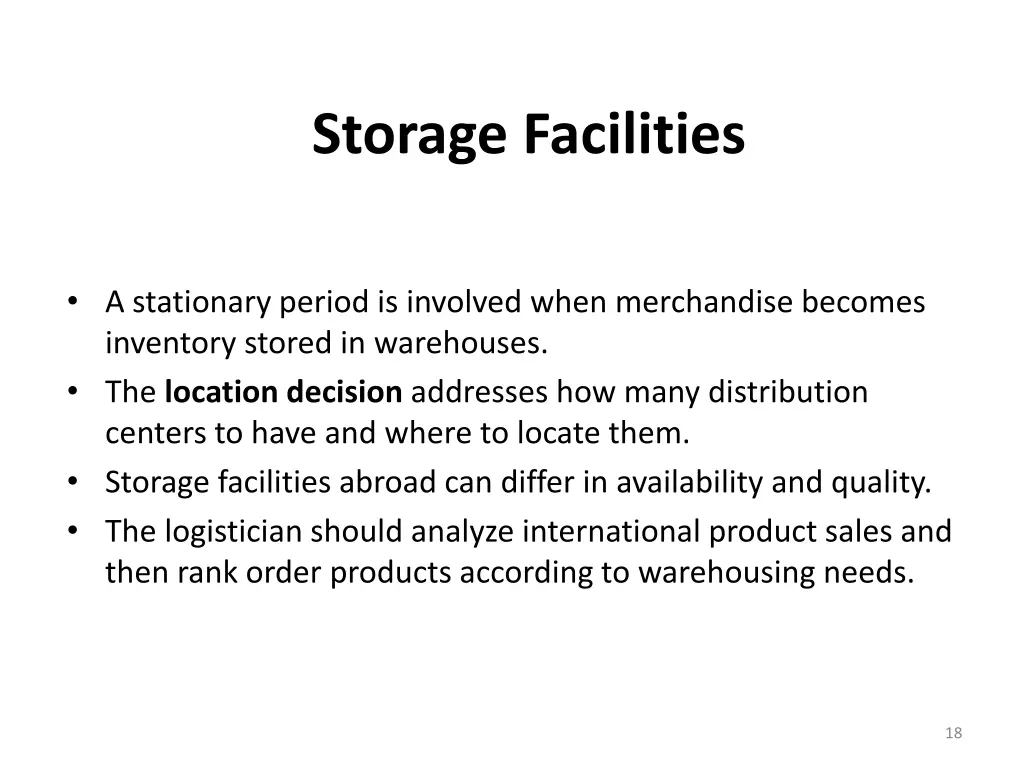 storage facilities