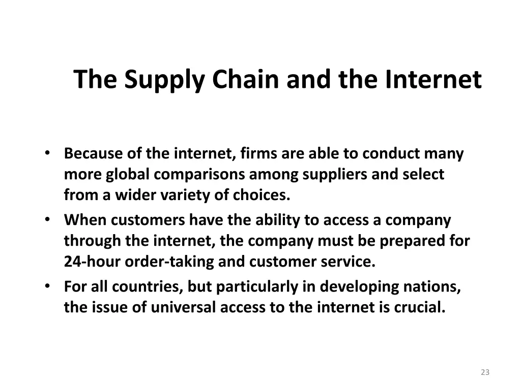 the supply chain and the internet