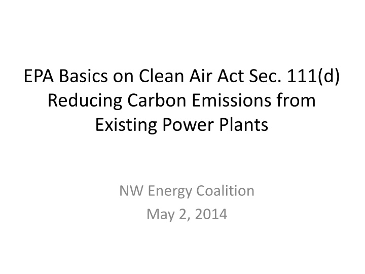 epa basics on clean air act sec 111 d reducing