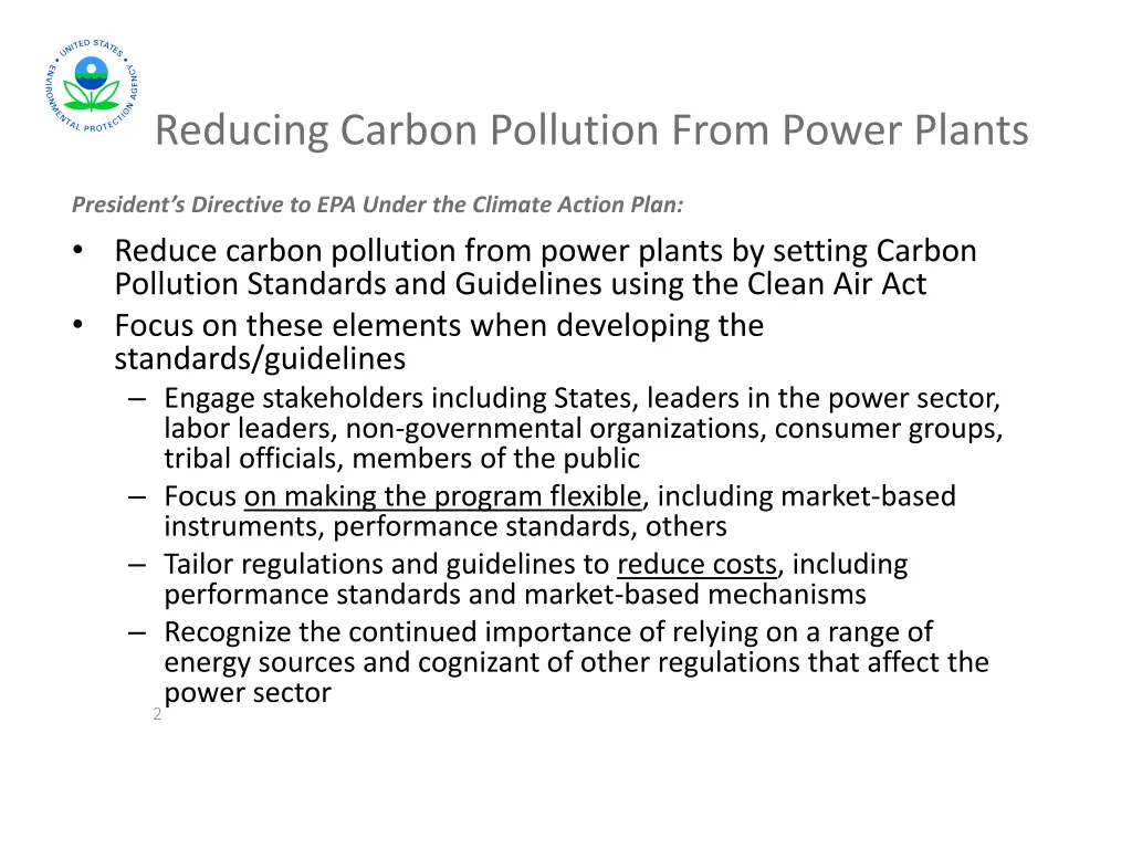 reducing carbon pollution from power plants