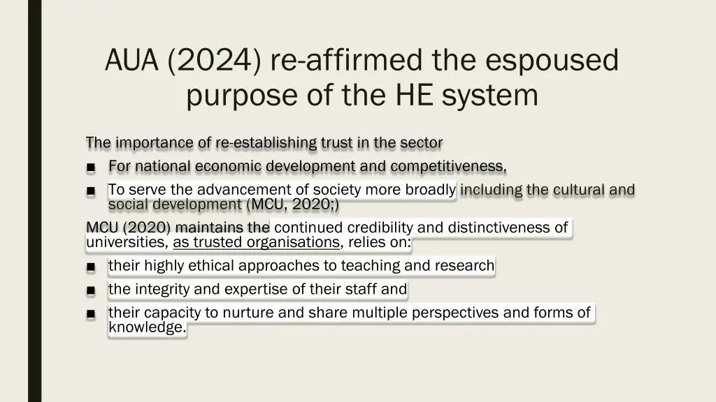 aua 2024 re affirmed the espoused purpose