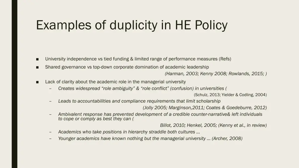 examples of duplicity in he policy