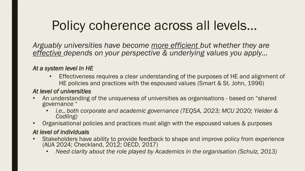 policy coherence across all levels