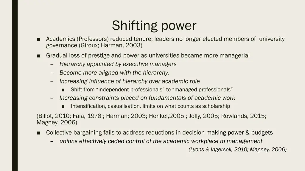 shifting power