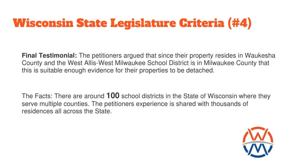 wisconsin state legislature criteria 4 4