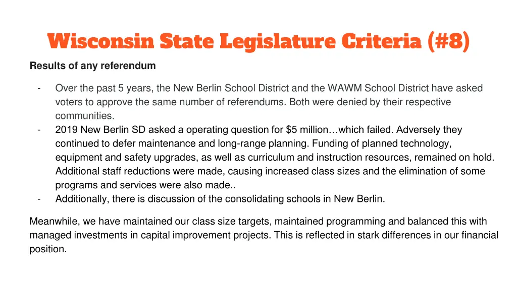 wisconsin state legislature criteria 8 results
