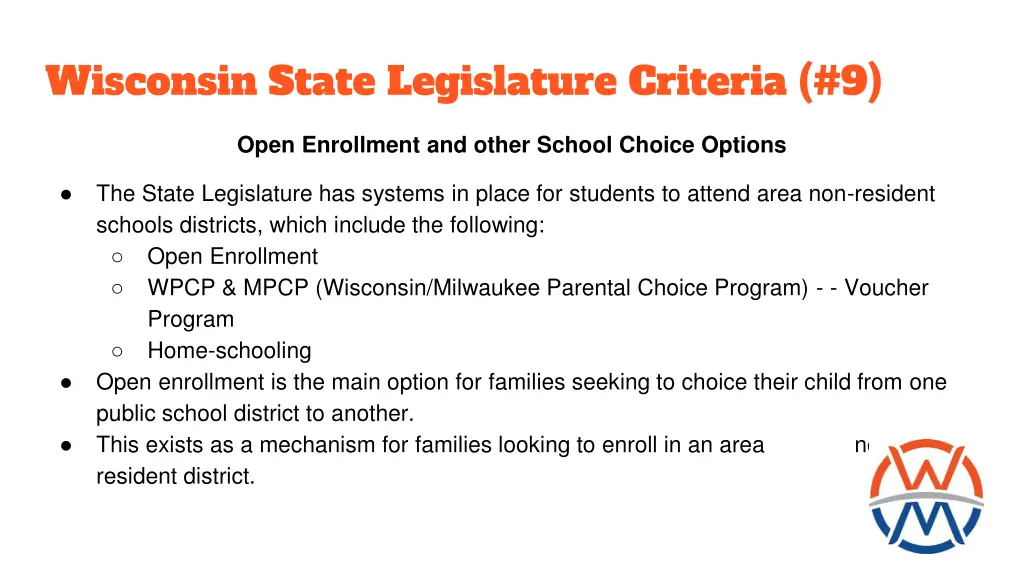 wisconsin state legislature criteria 9 3