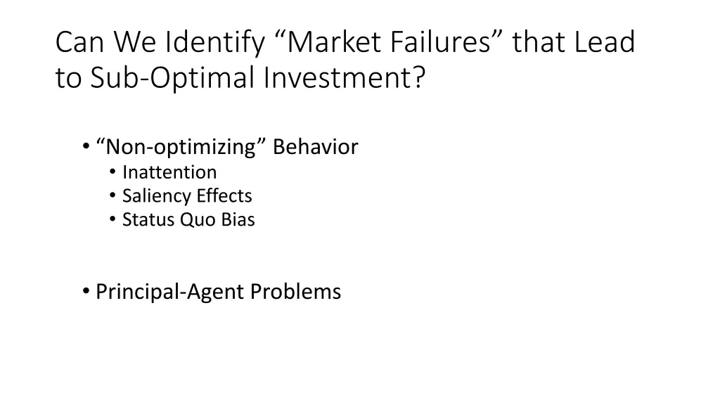 can we identify market failures that lead