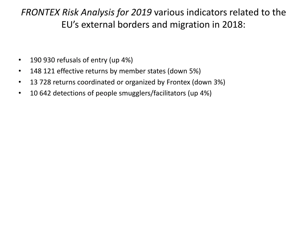 frontex risk analysis for 2019 various indicators