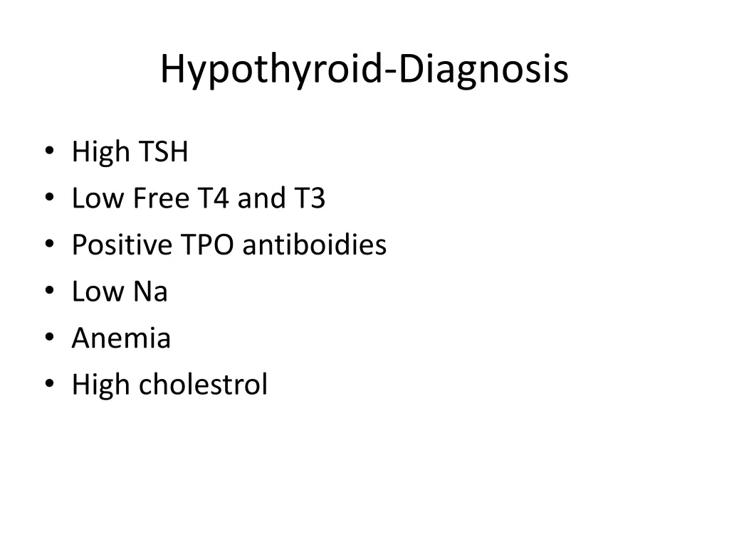 hypothyroid diagnosis