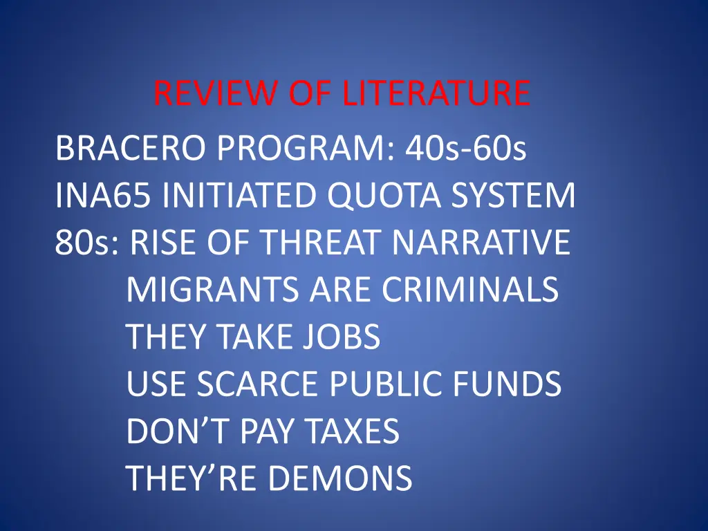 review of literature bracero program