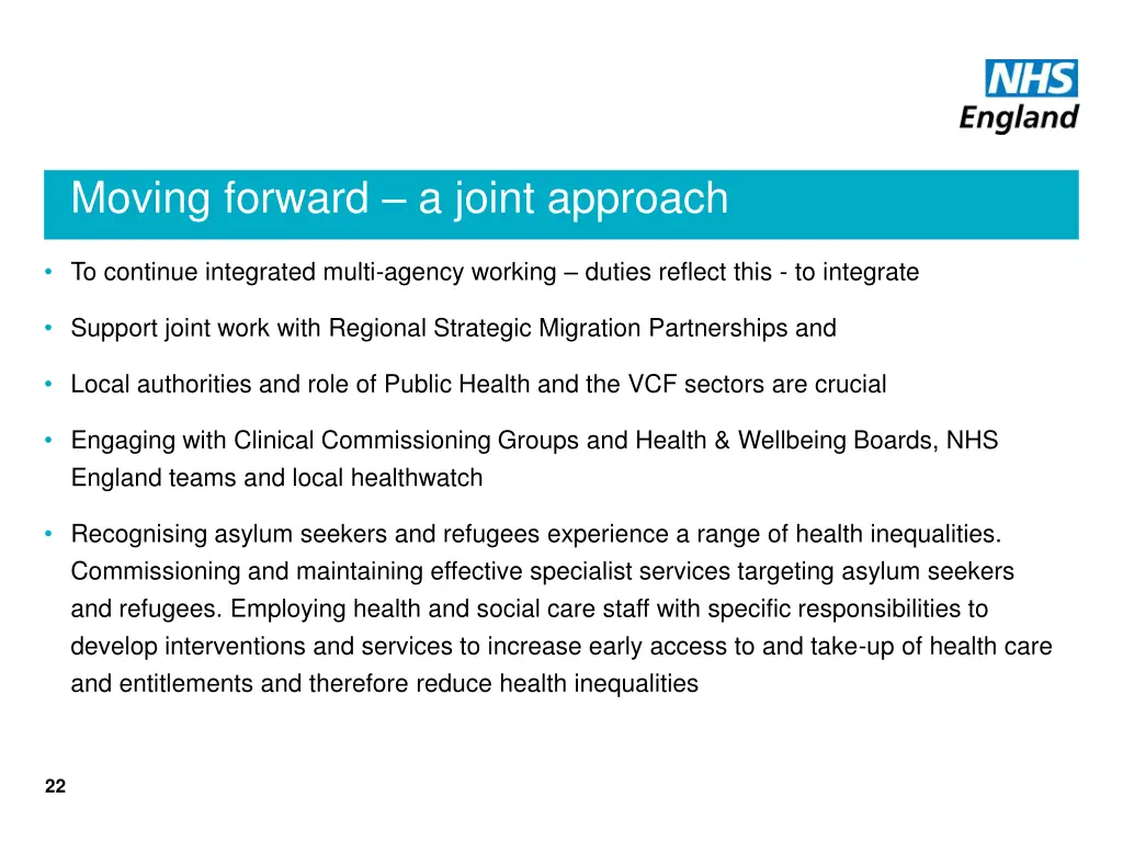 moving forward a joint approach