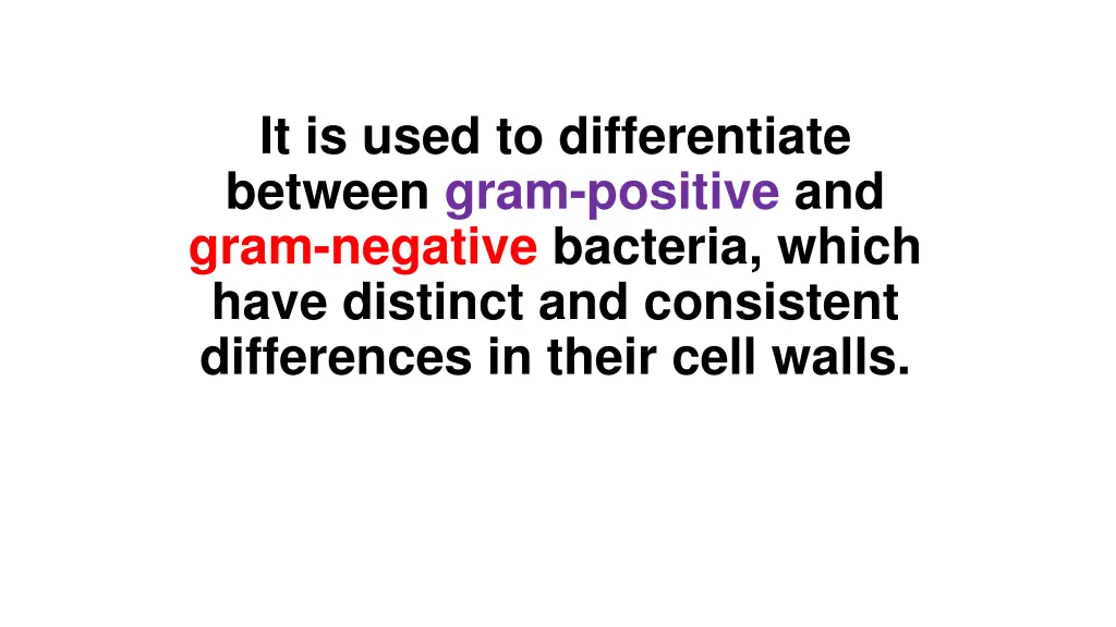 it is used to differentiate between gram positive