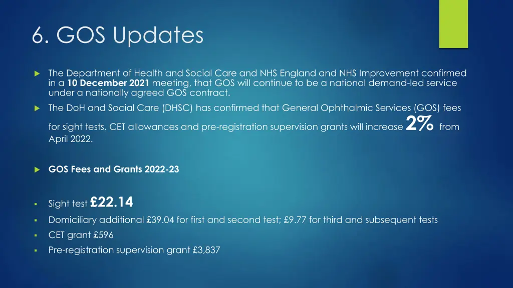 6 gos updates