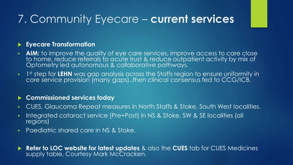 7 community eyecare current services