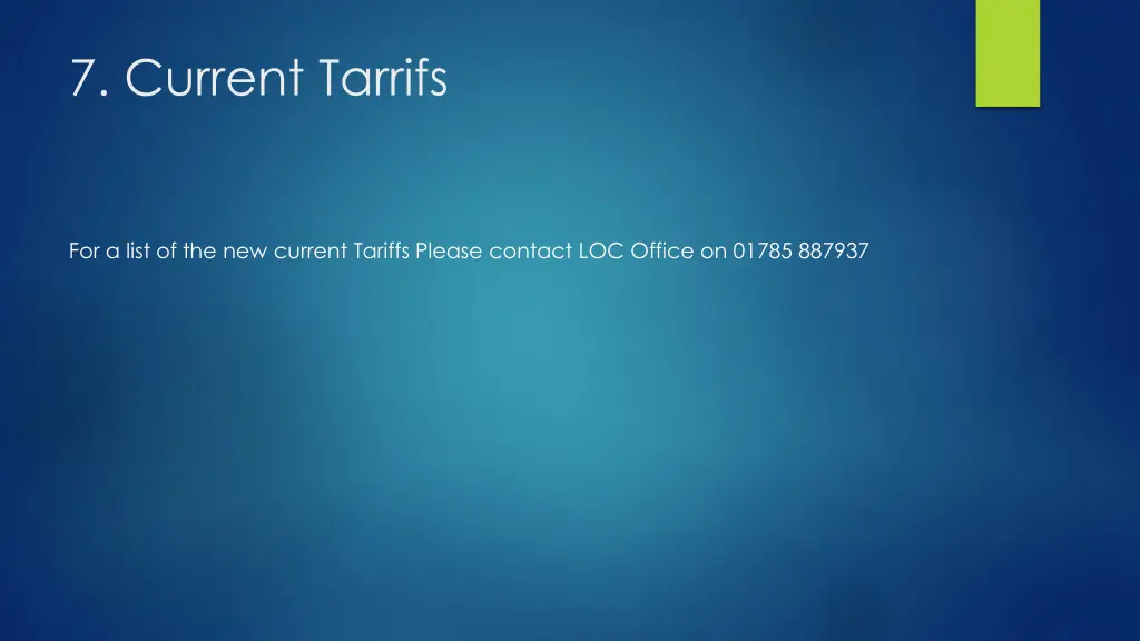 7 current tarrifs