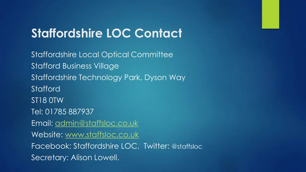 staffordshire loc contact