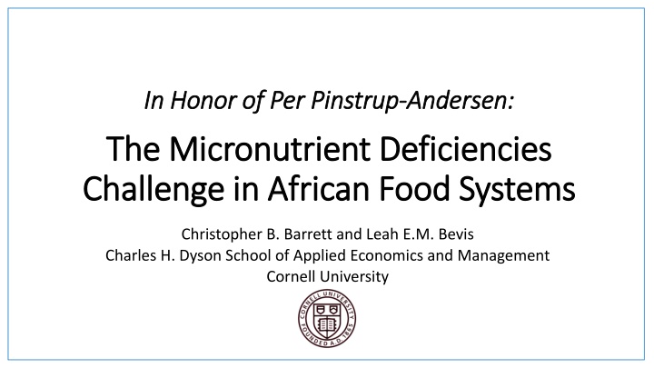 in honor of per in honor of per pinstrup