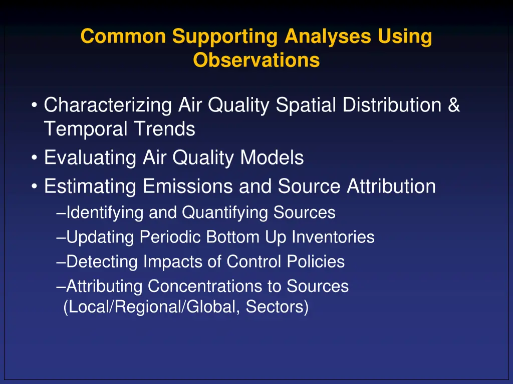 common supporting analyses using observations 2