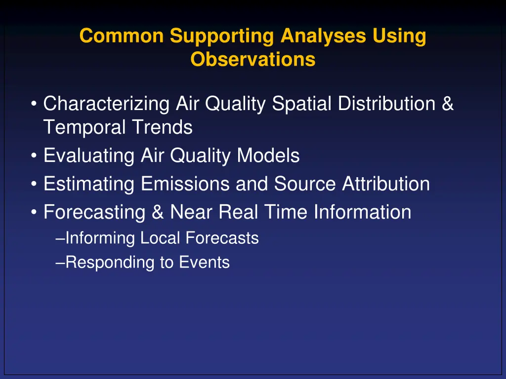 common supporting analyses using observations 3