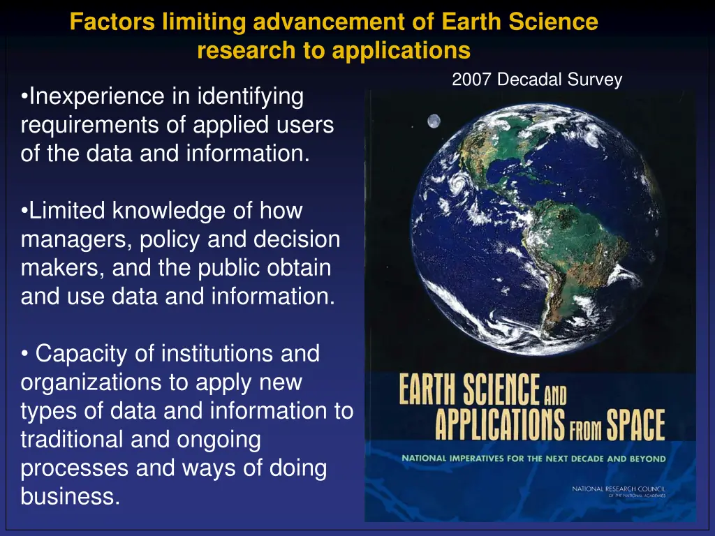 factors limiting advancement of earth science