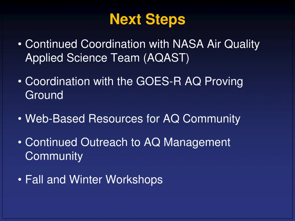 next steps