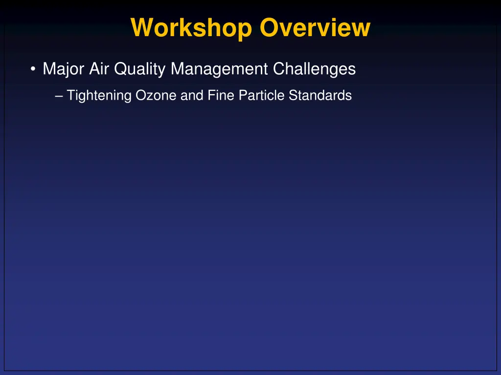 workshop overview